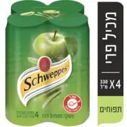 שוופס מוגז תפוח 4*330מ"ל 1.32 ליטר