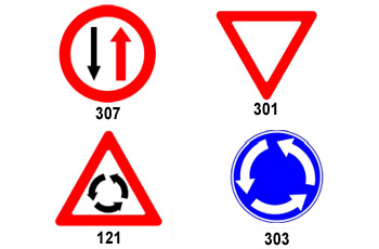 ¿Qué señal de tránsito indica prioridad de paso en una rotonda?