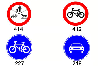 Which of these traffic signs permits bicycle entry?
